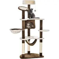 Fortuna Lai Kratzbaum XXL Katzenbaum 153H cm mit Katzenhöhle Hängematte Kletterbaum für Katzen Plüsch Braun für Spiel & Entspannung