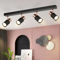 ZMH Deckenstrahler 4 Flammig LED Deckenleuchte GU10 Schwarz Wandstrahler 355°Drehbar Deckenspots Flur für Küche Wohnzimmer Bar(Ohne Leuchtmittel)