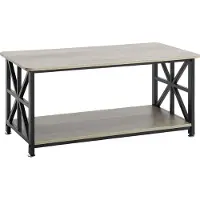 SucceBuy 40" Farmhouse Couchtisch, rechteckig, rustikaler Cocktailtisch aus Holz mit offenem Staufach für Wohnzimmer, Schlafzimmer, Apartment, Studio, Braun & Schwarz
