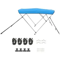 SucceBuy Bimini Top Bootsverdeck Bootdach Sonnenverdeck Blau 3 Bögen 185-198 cm