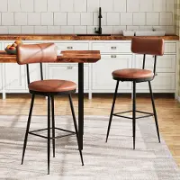 UnboxG Moderne Esszimmerstühle mit metallischen Beinen und Kunstleder 2er-Set, Zeitloser Esszimmerstühle für Restaurant, Wohnzimmer und Wartezimmer, Elegante Mittelalter-Stil (braun)