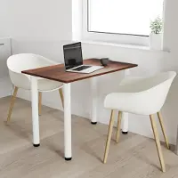 AKKE Walnuss Esstisch mit weiße beine LxBxH: 100x60x74 cm