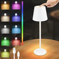 ZMH Tischlampe Kabellos LED Tischleuchte - Nachttischlampe Touch Dimmbar Weiß IP54 Bettleuchte Tisch USB Tischlampe Aufladbar Metall Schreibtisch