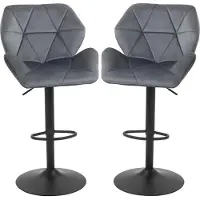 Fortuna Lai Barhocker 2er Set, Gepolstert Barstuhl mit Metallgestell, Lehne, Samtoptik, Höhenverstellbar 360° Drehbar