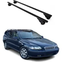 Omtec Dachquerträger für Volvo V70 XC70, Baujahr 1997-1999, schwarzes Metall