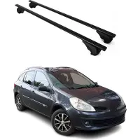 Omtec Dachgepäckträger, Querstange, für Renault Clio Grandtour, Baujahr 2005-2012, aus schwarzem Metall