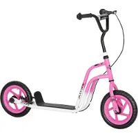 Moonbite Kinderroller mit 12-Zoll-EVA-Bereifung, Handbremse, Parkständer und höhenverstellbarem Lenker 80–88 cm, belastbar 50 kg, für 5–12 Jahre, Stahl, Rosa