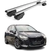 Omtec Dachquerträger für BMW 2er Active Tourer U06, Baujahr 2021-2024, Farbe: Grau