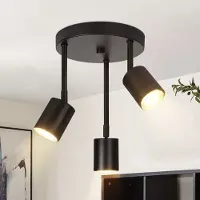 ZMH Deckenstrahler Schwarz Deckenlampe 3 Flammig Schwenkbar LED GU10 350° Deckenspots Flurlampe mit Spots Strahler für Küche Flur Wohnzimmer (ohne Leuchtmittel)