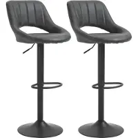 Fortuna Lai Barhocker-Set 2 drehbare Küchenhocker höhenverstellbar mit Fußstütze in Lederoptik und Metallrahmen 44 x 49 x 90-110 cm Grau | .de