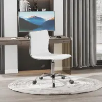 Sweiko Höhenverstellbarer Salonstuhl mit Rückenlehne, Drehstuhl, Metall, Kunstleder, 48 x 52 x 78-90 cm, Weiß