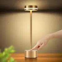 ZMH Tischlampe Akku LED Tischleuchte Kabellos Nachttischlampe Dimmbare mit USB-C Aufladbar Batterie Touch Lampe Gold Tischlampen