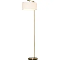 Fortuna Lai Stehlampe E27 Sockel Stehleuchte für Wohnzimmer Schlafzimmer Büro, Metall Stahl Leinen Gold Weiß 47x37x153 cm