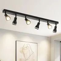 ZMH LED Deckenleuchte 6 Flammig Schwarz Deckenlampe Spots GU10 Schwenkbar Wandlampe Innen Metall für Flur Jugendzimmer
