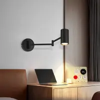 ZMH Wandleuchte Innen Schwarz Wandlampe Vintage Wandstrahler Schlafzimmer Schwenkbar Metall Treppenhaus Retro GU10 für Wohnzimmer Flur