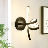 ZMH Wandleuchte Innen LED Wandlampe Schwarz Wand Lampe für Treppenhaus Flur Wohnzimmer Schlafzimmer Balkon Modern Design Aluminium Wandbeleuchtung - 7W Warmweiß 3000K