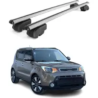 Omtec Dachquerträger für Kia Soul, Baujahre 2014-2019, aus Aluminium, grau, mit ABE-Zulassung