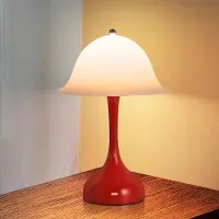 ZMH Nachttischlampe LED Tischlampe Kabellos Akku Tischleuchte Touch Dimmbar Schlafzimmerlampe USB Rot Hut Innen Lampe für Schlafzimmer Esstisch