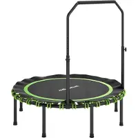 Moonbite Cardio-Trampolin Ø122 cm, 5-fach höhenverstellbarer Griff, leise Bungeefederung, Stahlgestell, faltbar für Homegym und Garten, Kunststoff, Schwarz