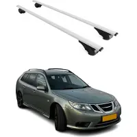 Omtec Dachgepäckträger, Querstange, für Saab 9-3 Sport Break, Baujahr 2005-2012, Farbe: Silber