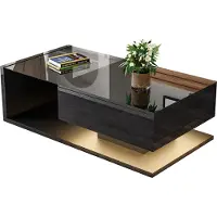 UnboxG Couchtisch, glänzend schwarz. Beistelltische, Couchtische mit Glas- und LED-Effekt.