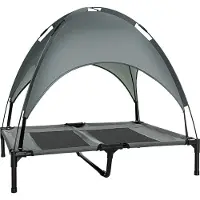 Fortuna Lai Hundebett Baldachin atmungsaktiv 92x76x90cm aus Taftstoff in Grau für gemütlichen Schlafplatz