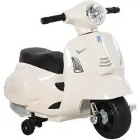 Fortuna Lai VESPA Elektromotorrad Kindermotorrad, 18-36 Monate, 3 km/h, LED-Licht & Sound, PP-Kunststoff & Metall, Weiß, 66,5x38x52cm
