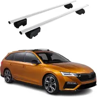 Omtec Dachquerträger für Skoda Octavia, Baujahre 2019-2023, Farbe: Silber, mit Allgemeine Betriebserlaubnis (ABE)