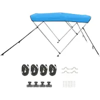 SucceBuy Bimini Top Bootsverdeck Bootdach Sonnenverdeck Blau 3 Bögen 201-213 cm