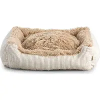 POOM Hundebett Shaggy – Weiches, waschbares Hundekissen für große Hunde mit Farb- und Größenwahl (XS - 55x45, Beige)