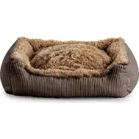 POOM Hundebett Shaggy – Weiches, waschbares Hundekissen für mittelgroße Hunde mit Farb- und Größenwahl (M - 80x70, Braun)