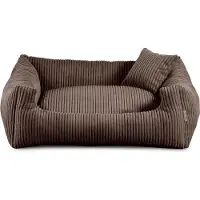 POOM Hundebett – Weiches, geripptes Material mit Polyurethanschaumstoff-Füllung, schmutzabweisend, in verschiedenen Farben und Größen, inkl. kleinem Kissen (XL - 100x75, Dunkelbraun)