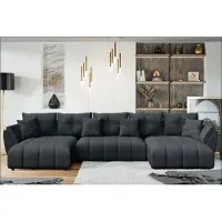 AX Living Couch U Form mit Schlaffunktion Antalya 382 cm grau