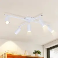 ZMH Deckenleuchte Weiß Deckenstrahler GU10: Spots Deckenlampe 5 Flammig Modern Deckenspots Wohnzimmer 330°Schwenkbar Küchenlampe Industrial Spotleuchte für Esszimmer Büro - Ohne Leuchtmittel