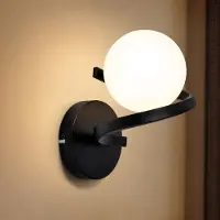 ZMH Wandleuchte 1 Flammig Innen Wandlampe Metall Nachtlampe G9 aus Weiß Glas Kugel Lampenschirm für Wohnzimmer Flur Treppenhaus Kinderzimmer