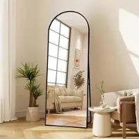 ProximaX Freistehender Bogenspiegel 164×54 cm – Schwarzer Rahmen, elegantes Bogendesign, kann für dekorative und praktische Zwecke auf dem Boden oder an der Wand verwendet werden.