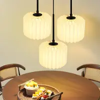 ZMH Pendelleuchte Esstisch Hängelamp Eesszimmer Hängeleuchte 3 Flammig Scheibe Vintage Papier Lampenschirm Pendellampe G9 ohne Leuchtmittel