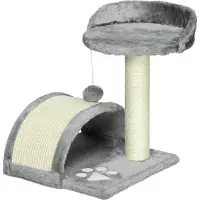 Fortuna Lai Kratzbaum 46 cm Kleiner Katzenturm mit Höhle, Spielball, Sisal-Seil, erhöhter Plattform, Katzenkratzbaum, Kletterbaum, für Katzen bis zu 4 kg, Grau