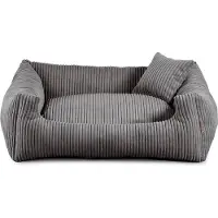 POOM Hundebett – Weiches, geripptes Material mit Polyurethanschaumstoff-Füllung, schmutzabweisend, in verschiedenen Farben und Größen, inkl. kleinem Kissen (XS - 55x45, Dunkelgrau)