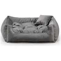 POOM Hundebett BASEL – Bequeme Hundeliege aus langlebigem Stoff, gemütliches Hundekissen XS–3XL (L-90x75, Anthrazit)