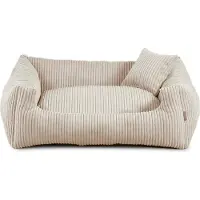 POOM Hundebett – Weiches, geripptes Material mit Polyurethanschaumstoff-Füllung, schmutzabweisend, in verschiedenen Farben und Größen, inkl. kleinem Kissen (XXL - 110x90, Beige)