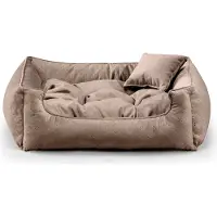 POOM Hundebett BASEL – Bequeme Hundeliege aus langlebigem Stoff, gemütliches Hundekissen XS–3XL (3XL-130x110, Braun)