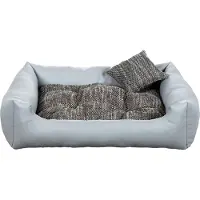 POOM Hundebett EKO – Elegantes Hundesofa aus Ökoleder, pflegeleichte Hundeliege und langlebiges Hundekissen in hoher Qualität (3XL - 130x110, Hellgrau)