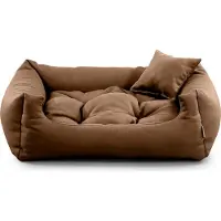 POOM Hundebett NEO – Bequeme Hundeliege aus strapazierfähigem Stoff, langlebiges Hundekissen in hoher Qualität (3XL - 130x110, Hellbraun)
