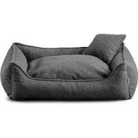 POOM Hundebett Kleine Hunde Bear - Hundekissen Waschbar - Inklusive kleines Kissen - Farb- und Größenwahl (XL - 100x75, Dunkelgrau)