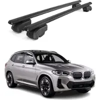 Omtec Dachquerträger für BMW IX3 G08, Baujahr 2020-2024, aus Aluminium, schwarz, 2 Stück