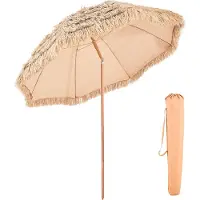 SucceBuy Strohschirm Sonnenschirm Hawaii Stil für Strand und Terrasse, neigbar, 2,44 m (PP-Stroh)