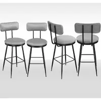 UnboxG Esszimmerstühle 4er-Set, Esszimmerstühle-Set für Küche, Esszimmer, Esszimmerstuhl aus Kunstleder mit hoher Rückenlehne, modern (Dunkelgrau Kunstleder, 6er Set)