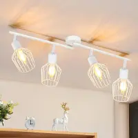 ZMH 4 Flammig Deckenspot Schwenkbar Weiß E14 Deckenspot Metall Retro Deckenstrahler Vintage Strahler Drehbar 350° Flurlampe Küche Schlafzimmer Wohnzim
