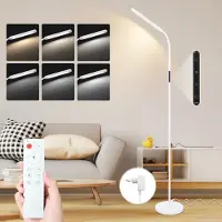 ZMH Stehlampe Wohnzimmer Dimmbar Standleuchte LED Stehleuchte 11W Weiß 3000K-6000K Leselampe 360° Drehbar Touch Control Timer Bodenlampe mit Fernbedienung für Büro Schlafzimmer